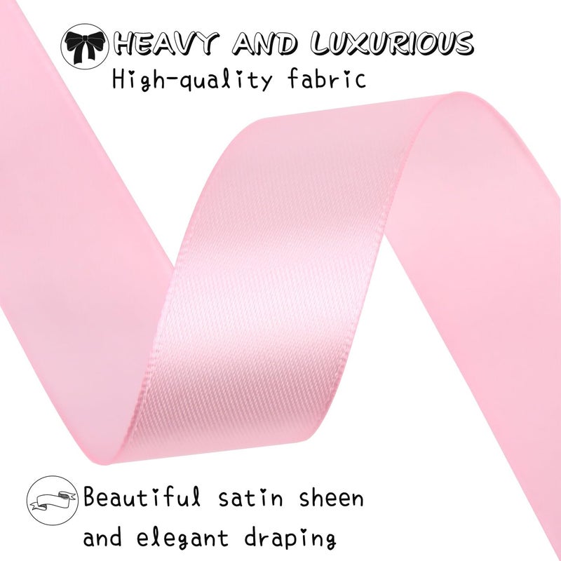 Riunbb Pink Solid Satin Ribbon 1 Inch 25 Yards Solid Polyester Fabric Ribbon for Gift Wrapping Wedding Christmas Baby Shower Birthday Party Decoration Handmade Immortal Flower Craft - Image 4